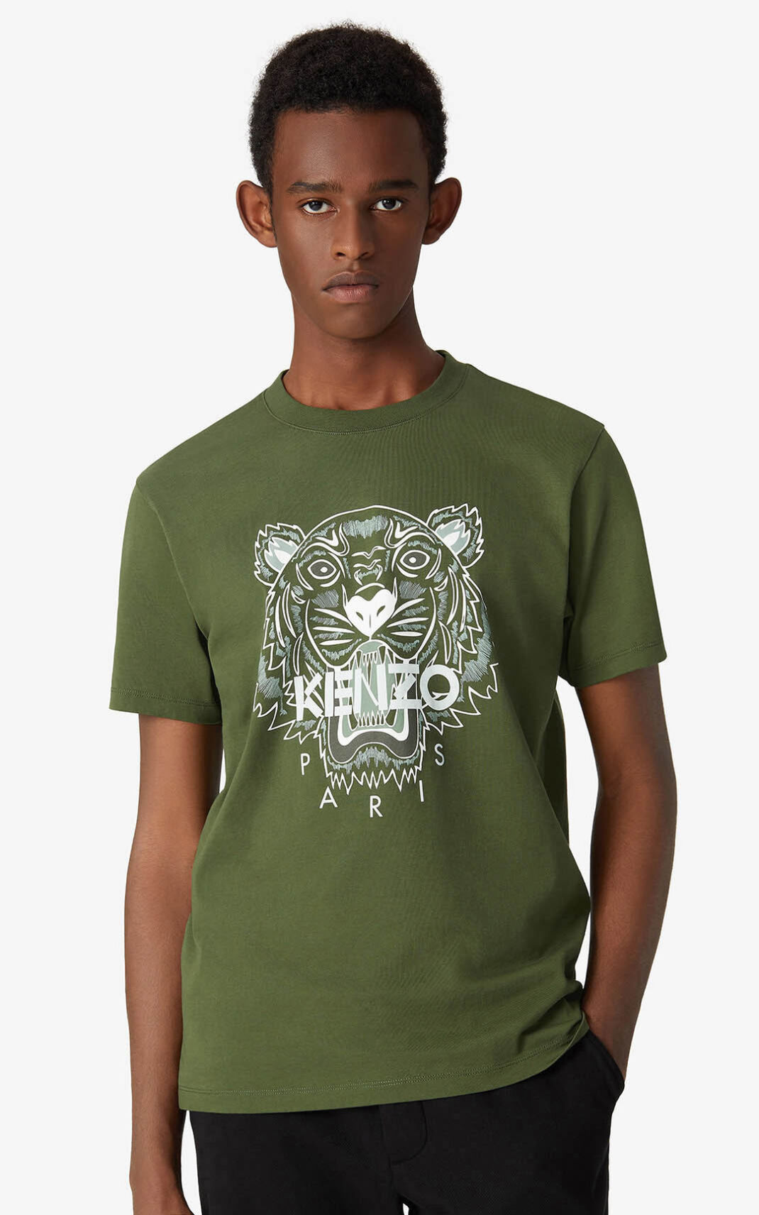 Kenzo Tiger Camisetas Hombre Kaki Oscuro | 7280961-LQ